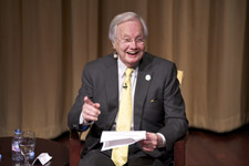 Bill Moyers speaks at a National Archives panel discussion on the early years of the Peace Corps.