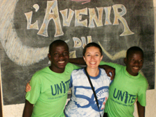 Peace Corps volunteer Rose Lindgren of Thousand Oaks, Calif., with Camp UNITE participants in Togo.