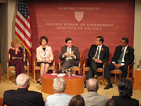 Harvards Kennedy School Academic Dean Mary Jo Bane, and former Peace Corps Directors, Hon. Elaine Chao (1991-92) Mark Gearan (1995-99), Gaddi Vasquez (2002-06), and current Peace Corps Director Aaron S. Williams (2009-present).