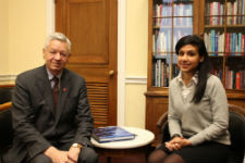 Congressman Tom Petri and returned Peace Corps volunteer Amanda Zeidan.