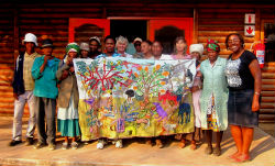 Peace Corps volunteer Shanta Adeeb, far right, with members of the local art center.