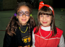 Macedonian students pose during the costume contest.