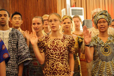 Peace Corps trainees being sworn into service as Volunteers.