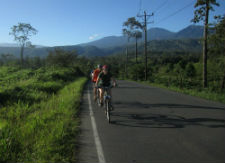 Peace Corps/Costa Rica volunteer Julia Lockamy leads a group of bikers during the 233 mile ride through Costa Rica.