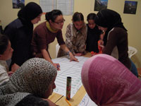 Volunteer So-Youn Kim works with youth in Morocco