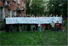 Community members with their artwork