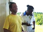 PCRV Grant Earich takes a short break from his work at Antigua State College Library