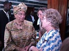 Noble peace prize winner, Ellen Johnson-Sirleaf, talks with a Volunteer in Washington, DC