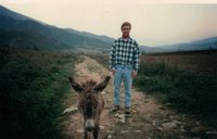 Justin Parmenter, Peace Corps Albania, with donkey