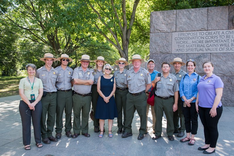 On August 26, 2016 Peace Corps Director Director Hessler-Radelet toured the National Mall and Memorial Parks with 11 returned Peace Corps Volunteers who now work with the National Park Service.