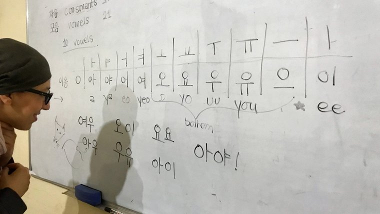 Teaching Korean language and culture class at a local association