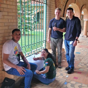 Rhys trains with his counterparts in Paraguay.