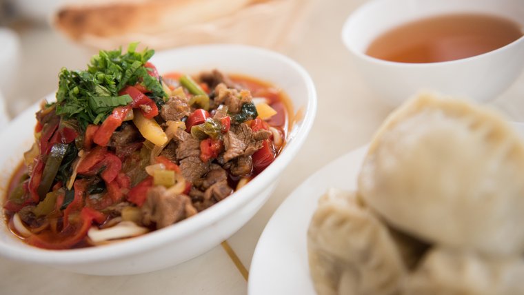 A plate of dumplings in the Kyrgyz Republic.