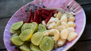 limes, garlic, and chilis