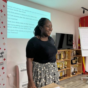 Danielle facilitates a youth leadership workshop for the Red Cross in North Macedonia.
