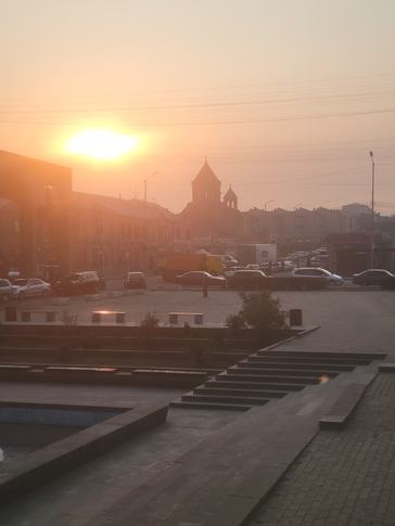 The town square of the city where T.J. serves in Armenia.
