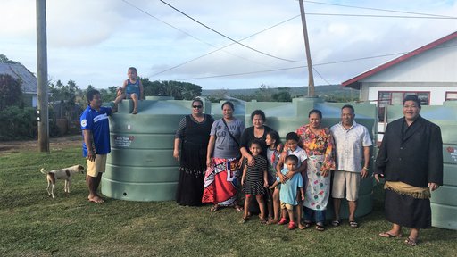 Water tanks arriving in the community on 'Eua Island