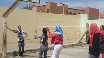 Playing basketball in Morocco