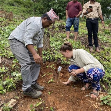 Tree planting with Forestry Officer Krishna B. in Nepal.