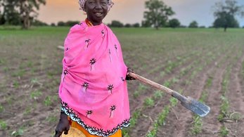 Volunteers support communities to plant groundnuts during rainy season in The Gambia.