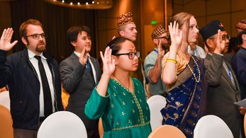 Volunteers in Nepal swear-in