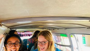 Trainees in Uganda on a bus