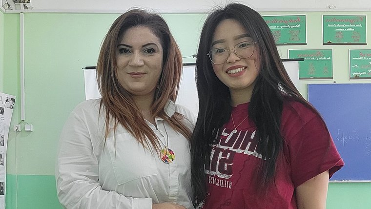 A Peace Corps Volunteer and her counterpart in Armenia.