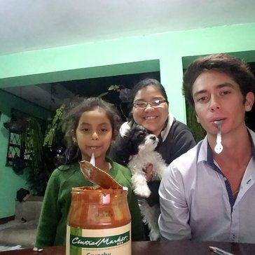 Nicolas and his host sisters.
