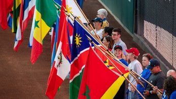 Flagbearers during the Parade of Nations at Nationals Park in Washington D.C.