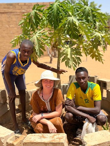 Margaret with her host brothers in Senegal.