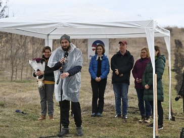 RPCV Bartosz Gawarecki, Friends of Moldova President is having speech at the tree planting event