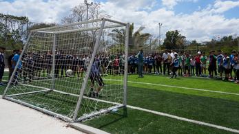 Soccer in El Salvador with Closeup of Goal