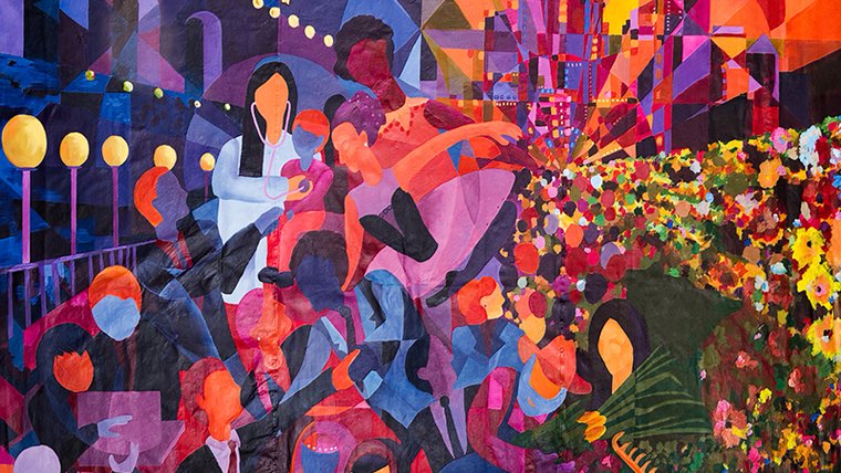 "Business as a Force for Good" mural.