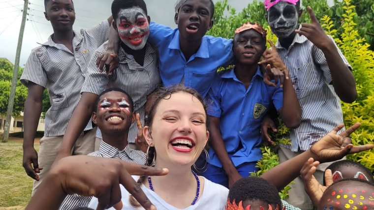 Deaf students enjoy Halloween at a school in Ghana.