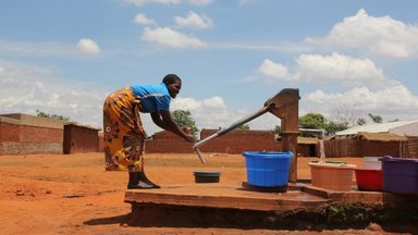A borehole, which serves as a water source for many villages in Malawi