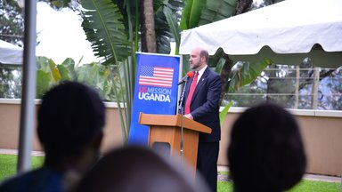 Ambassador addressing guests