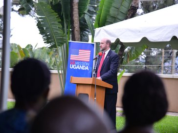 Ambassador addressing guests