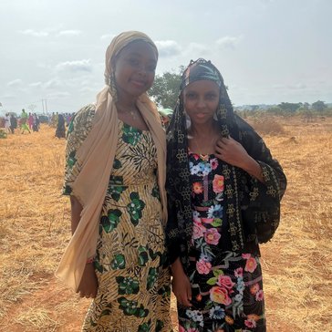 Angel and a community member during an Eid celebration in Cameroon.