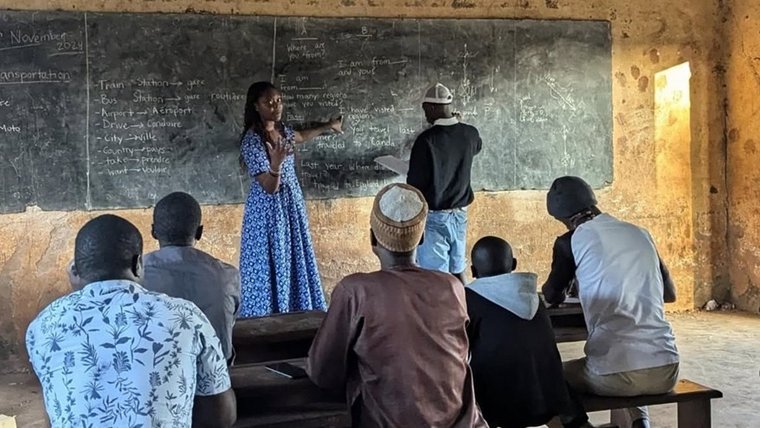 Angel teaches after school in Cameroon.