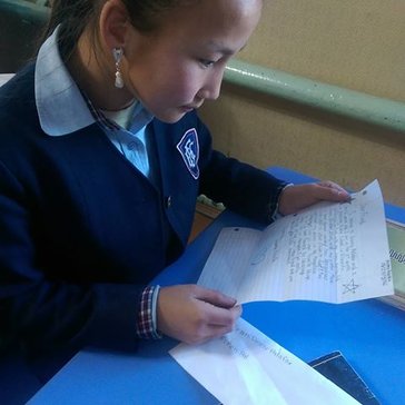 Ashley's students in Mongolia participated in a pen pal exchange with a classroom in the U.S.