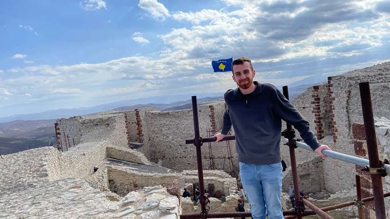 At the fortress in Novobërdë for a cultural day trip during pre-service training.