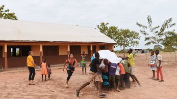 Kids play with a Volunteer in Ghana