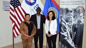 Belize Country Director Tracey Hébert-Seck, Hon. Rodwell Ferguson, Belize Minister of Sports, Youth and Transport, and Peace Corps Director Carol Spahn
