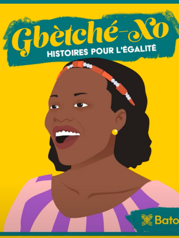 A graphic design of a woman speaking