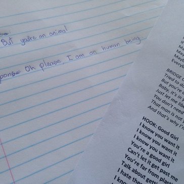 A picture of a student's journal following the "Blurred Lines" intervention used to teach consent.