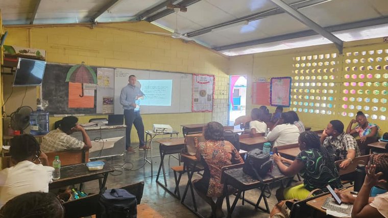 Brad facilitates a professional development session in Jamaica.