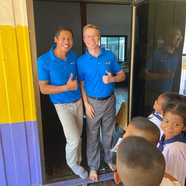 Bradford and his counterpart and co-teacher Kru Kwan in Thailand.