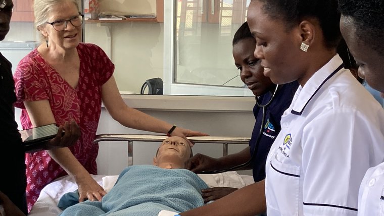 Uganda Advancing Health Professionals Volunteer with nursing students