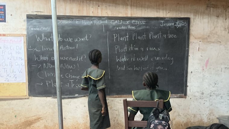 A literacy workshop at Ernestine's school in Liberia.