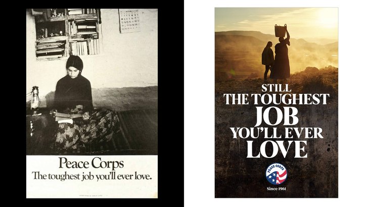 Peace Corps posters from 1960s and present